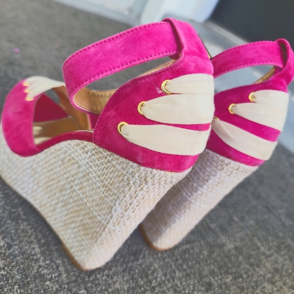 FUCHSIA SPADRILLES HEEL PLATAFORM SANDALS 👡 💟 - Picture 5 of 9